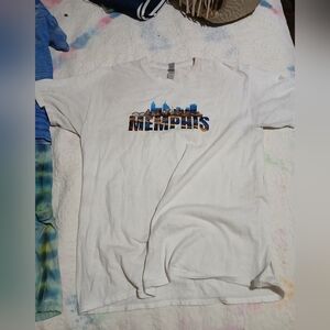 Gildan Heavy‎ Cotton White T-Shirt.MEMPHIS Sz.L